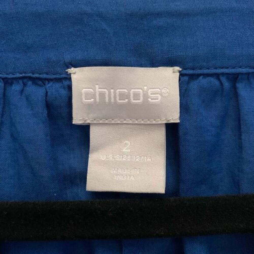 CHICO'S Blouse Embroidered Three-Quarter Sleeve Tassel Tie Neck Peasant Boho Top - Picture 8 of 11
